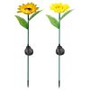 2Pcs Solar Powered Sunflower Lights 10 LED Decorative Stake Lamp