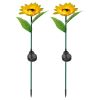 2Pcs Solar Powered Sunflower Lights 10 LED Decorative Stake Lamp