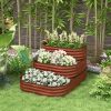 Outsunny 3-Tier Galvanized Steel Raised Garden Bed Kit, 62.25" x 43" x 32.25", 3 Combining Planter Boxes with Rubber Strip Edging