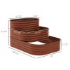 Outsunny 3-Tier Galvanized Steel Raised Garden Bed Kit, 62.25" x 43" x 32.25", 3 Combining Planter Boxes with Rubber Strip Edging